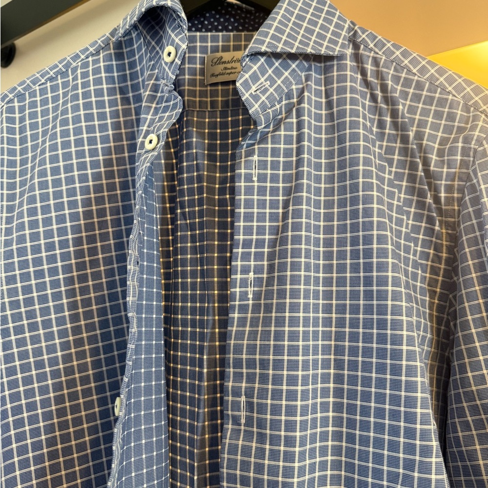 Classic Blue Grid Men's Dress Shirt